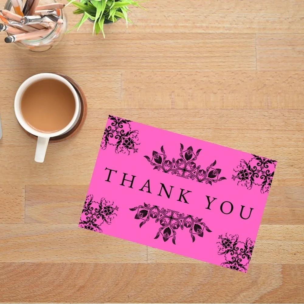 Set of 10 Pink Thank You Cards